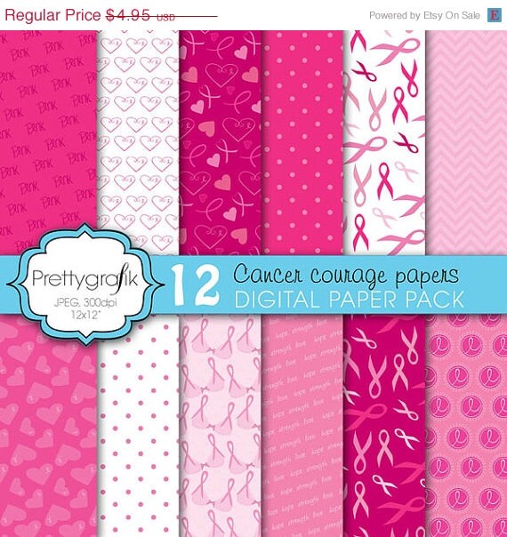 80% OFF SALE cancer ribbon digital paper, commercial use, scrapbook papers, background - CL608 Il_570xn