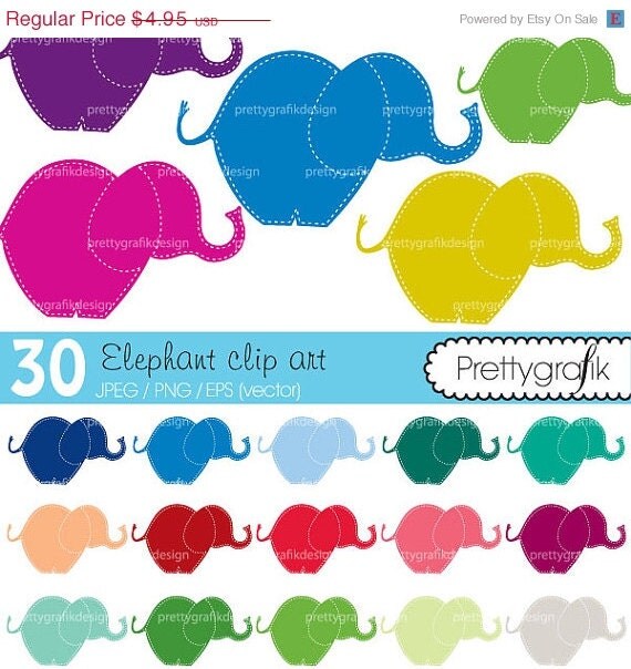 80% OFF SALE 30 elephant clipart commercial use, vector graphics, digital clip art, digital images - CL462 Il_570xn