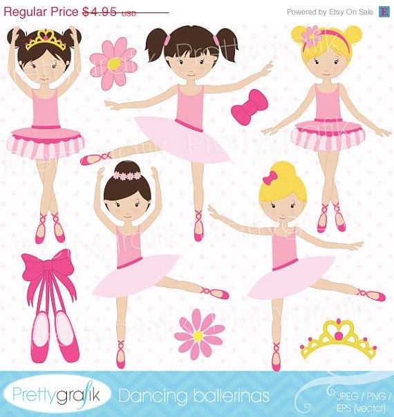 80% OFF SALE ballerina clipart commercial use, vector graphics, digital clip art, digital image, dancing - CL533 Il_570xn