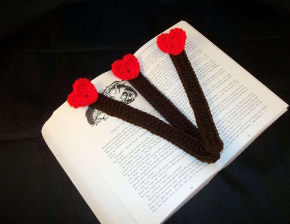 Red & Brown Crocheted Bookmarks - Set of 3