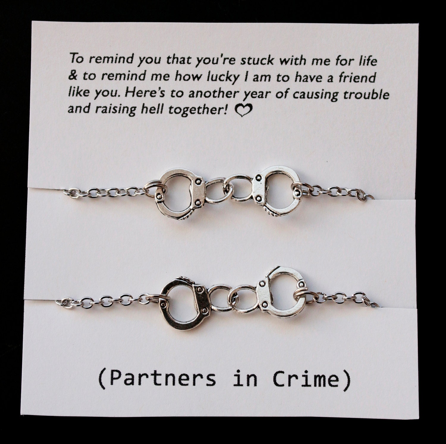 Set Of 2 Partners In Crime Best Friends Bracelets Silver 8899