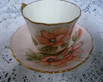 Stunning Vintage Old Royal Bone China CUP and SAUCER Hand Painted and Signed by M. Spencer