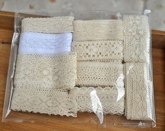 Cotton Lace Trim Set in Antique Style , lace trim set of 10 kinds,cotton tread lace trim