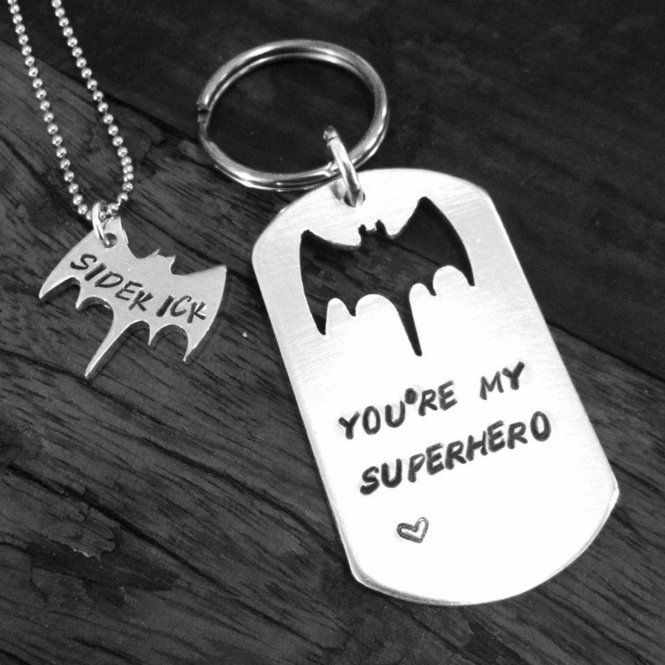 Bat keychain you're my superhero keychain and necklace