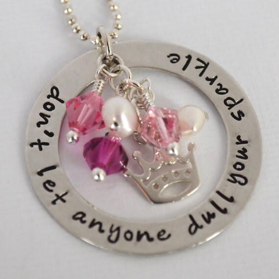 Hand Stamped Necklace Don't Let Anyone Dull Your Sparkle