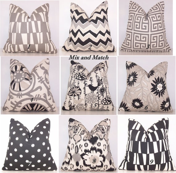 Black and Grey Pillow Cover. Black and Grey Pillow. Decorative