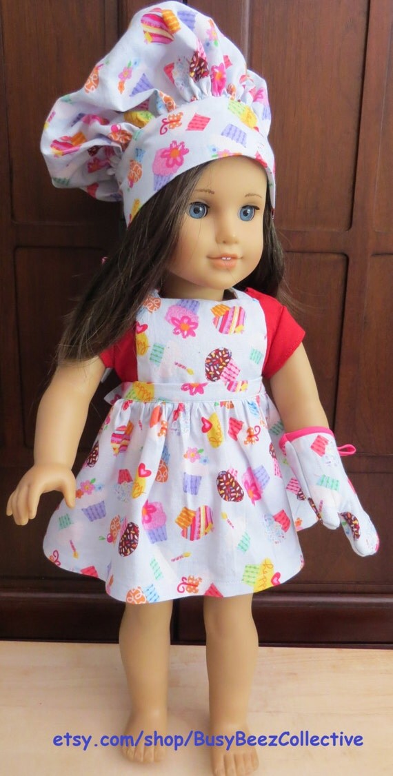 Happy cupcake apron set for 18 inch dolls