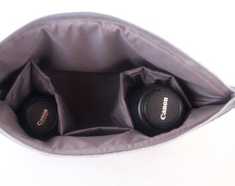 Dslr Camera bag insert - Padded divider - color Grey