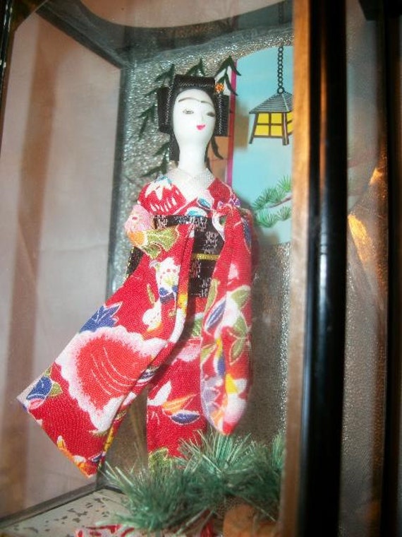 Items Similar To 1960 S Geisha Doll From Japan In Glass Case On Etsy