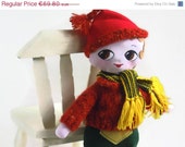 ON SALE Ooak Rag Doll, Handpainted Doll, Needlecraft Doll Traditional, Toys Doll Rag, Fibre Art, Collectable Doll, Kids Stuffed Doll, ready