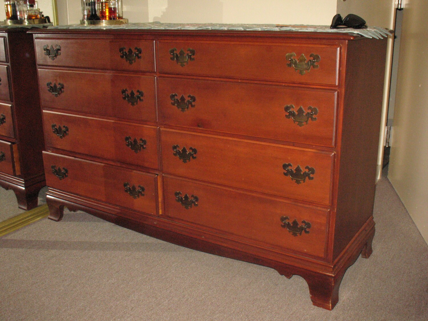 Sale Heywood Wakefield Cherry Lowboy Dresser With Mirror 8