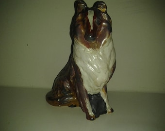 A rare antique American hand painted oil based hollow collie dog ...