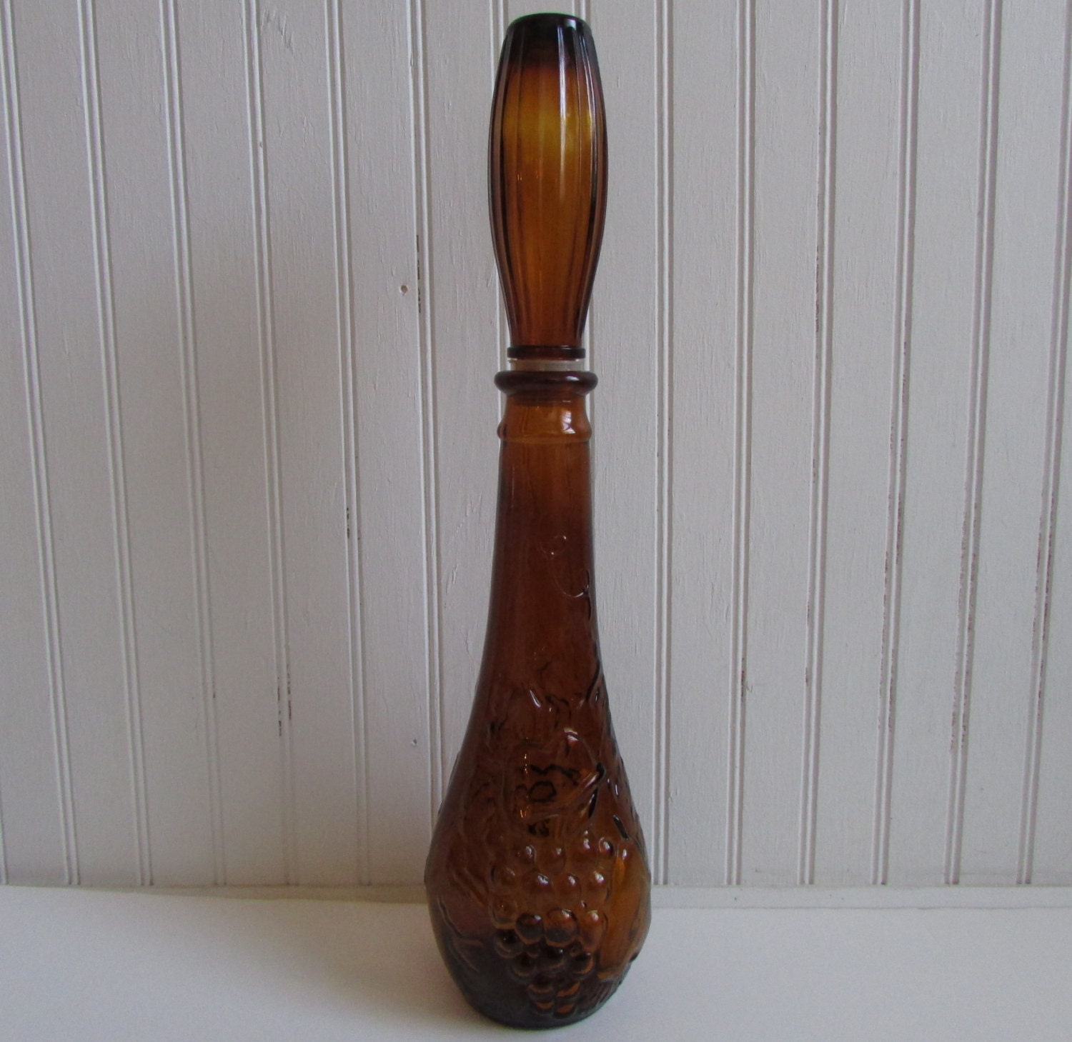 Vintage bottle brown glass genie bottle brown glass decanter