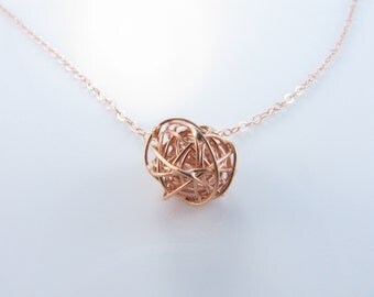 Rose Gold Necklace, Love Ball Necklace, Tie The Knot Necklace, Bridesmaids Gift