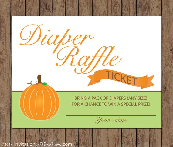 Pumpkin Diaper Raffle Ticket - PRINTABLE - Kit - Sign and Tickets ...