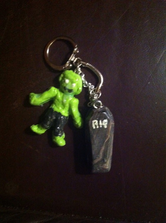 Zombie Keychain with coffin