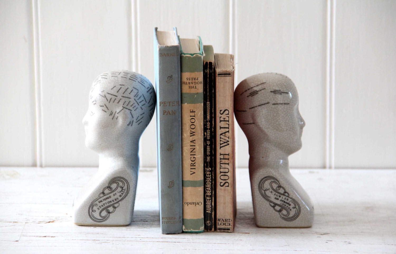Phrenology Bust Bookends / Anatomy Art Office Decor Desk
