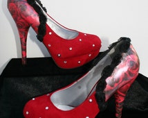 Popular items for red rose shoes on Etsy