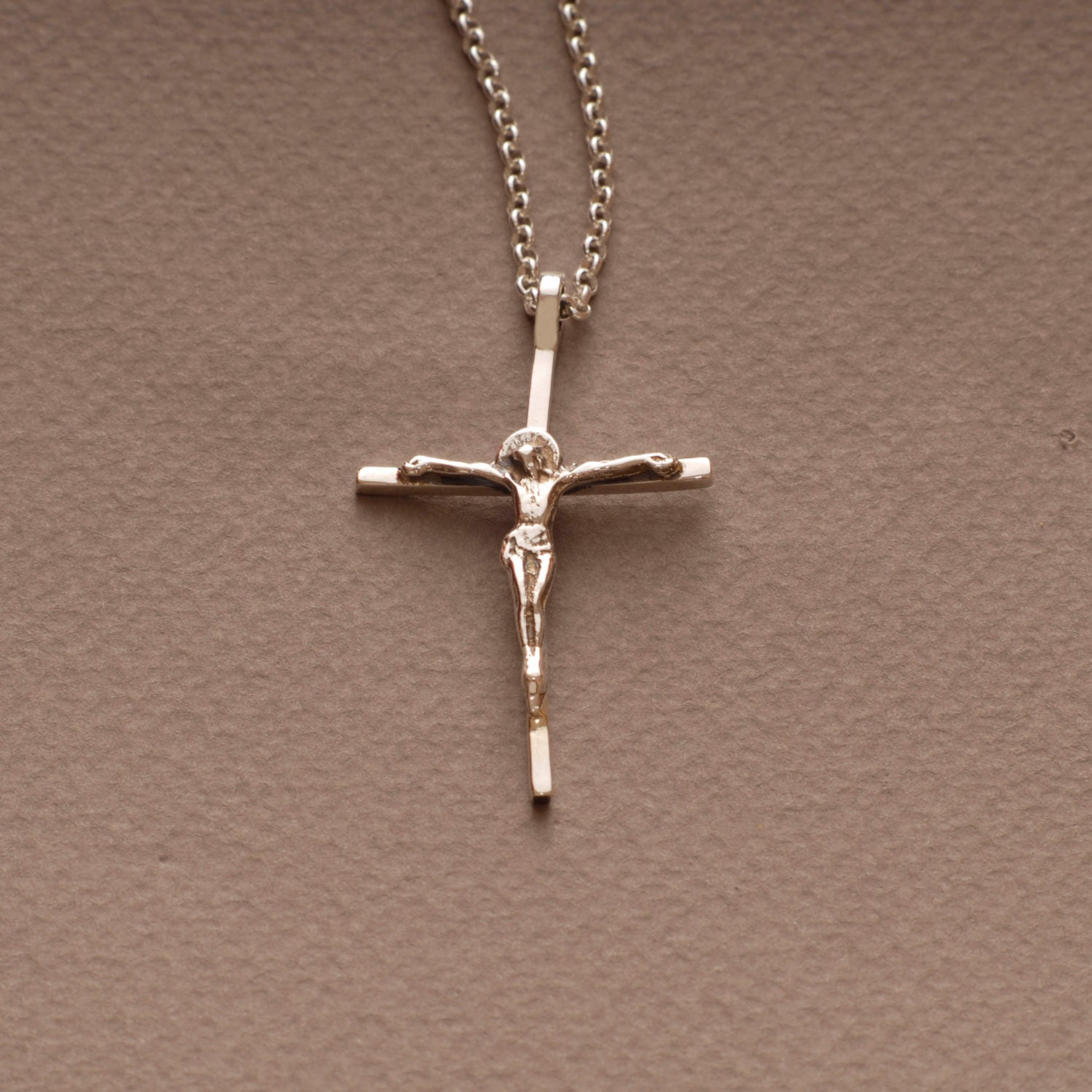 Crucifix Cross Necklace Sterling Silver Jesus Christ Pendant