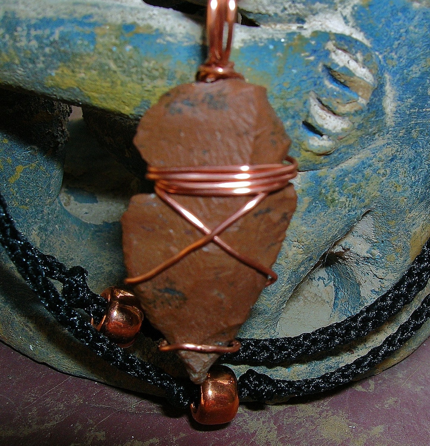 New Mexico Copper Wrapped Arrowhead Pendant