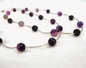 Purple Agate Minimalist necklace, banded agates, stripy agate, stripes, lightweight necklace with tube spacers, natural gemstone necklace