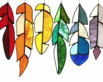 Stained Glass Feather Collection in Rainbow Colors