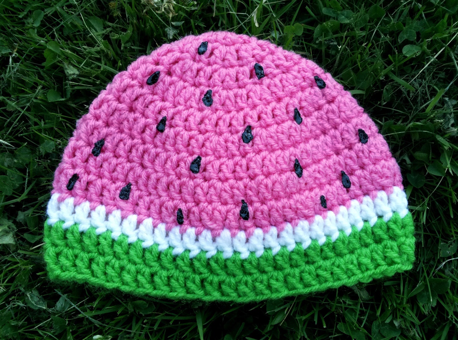 Baby or Toddler-Sized Crochet Watermelon Beanie Hat