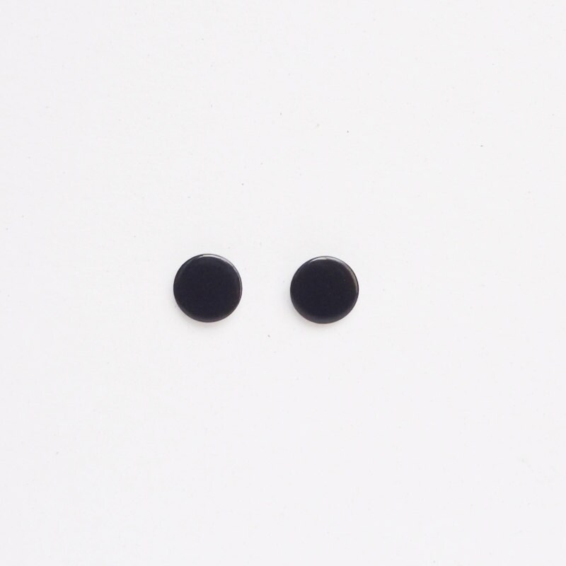 8 mm Small Black Round Stud Earrings Ear Posts Mens