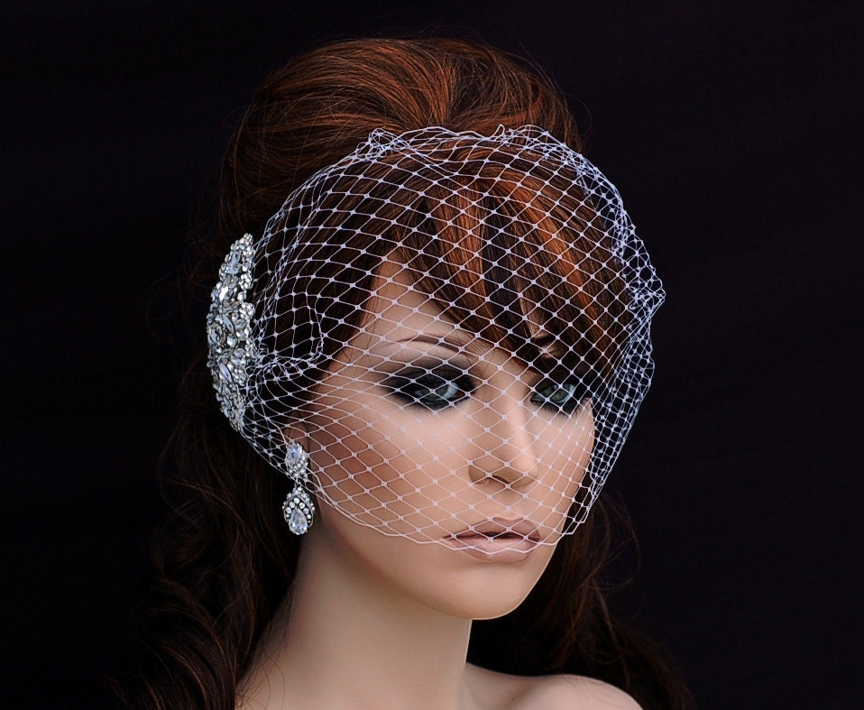 Bridal Comb and Birdcage Veil Bird Cage Veil White Ivory