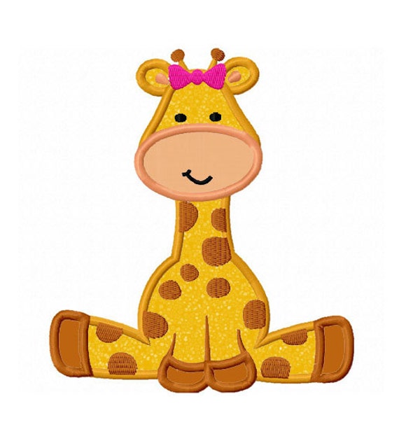 Girl Giraffe baby 01 Applique Machine Embroidery Design