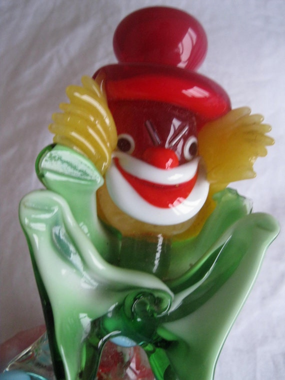 Venetian scary Murano art glass clown figurine by 20thCenturyStuff