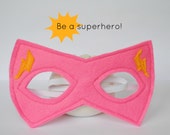 Superhero Pretend Mask - Pink - lightning Bolt