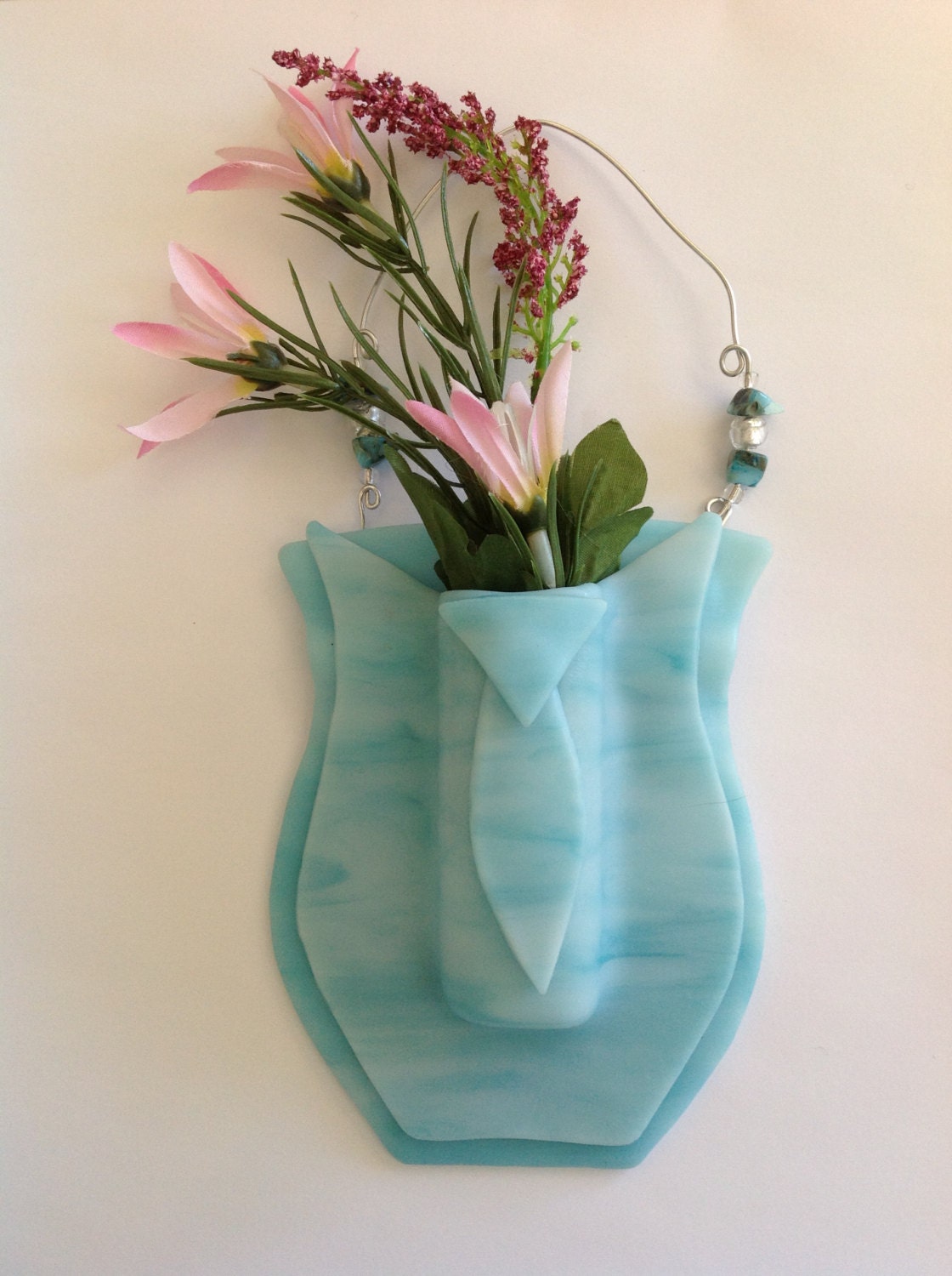 Fused Glass Wall Pocket with beaded detail