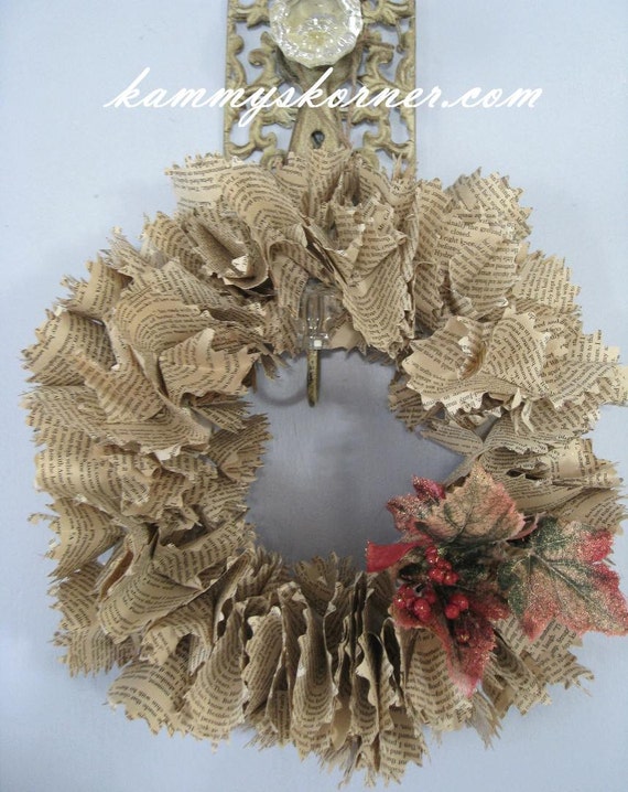 Christmas Book Page Wreath