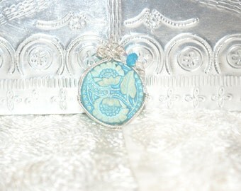 Hand wrapped Czech Glass Button Pendant