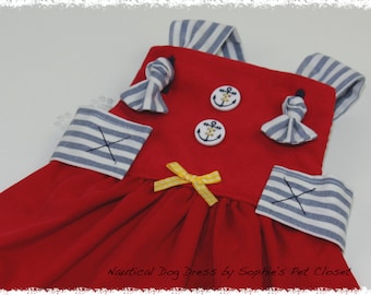 Nautical Dog Dress -XS,S.. Dog Dress, Pet Clothes, Nautical Dog Dress, Pet Clothing, Handmade Pet Clothes,Dog Apparel, Dog Outfit,Pet Dress