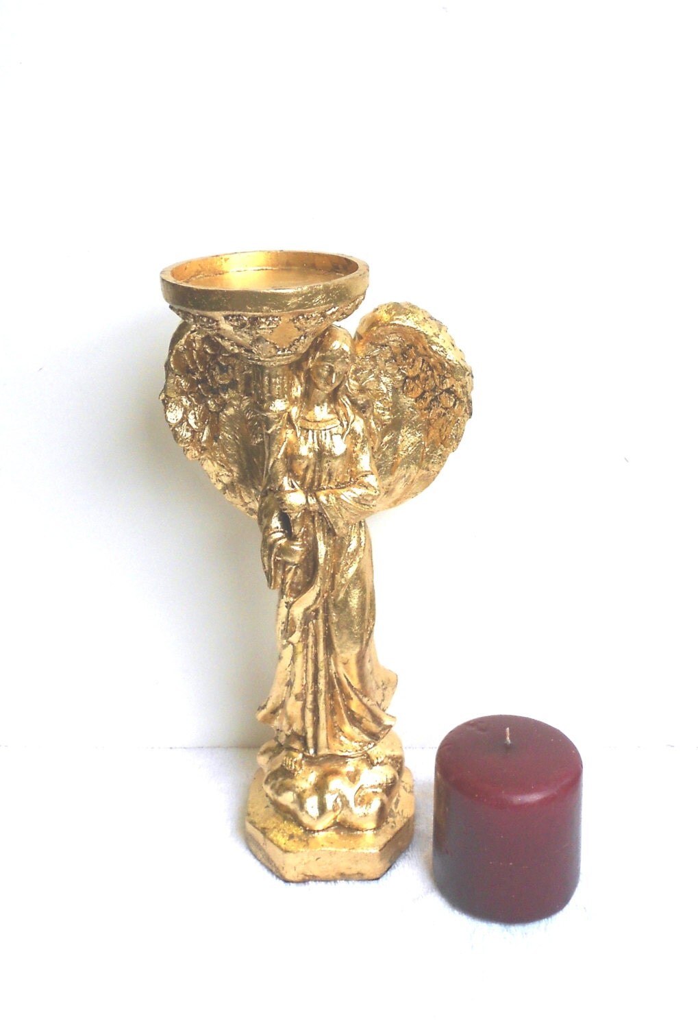 Home Interior 12 Gold Gilt Angel Candle Holder