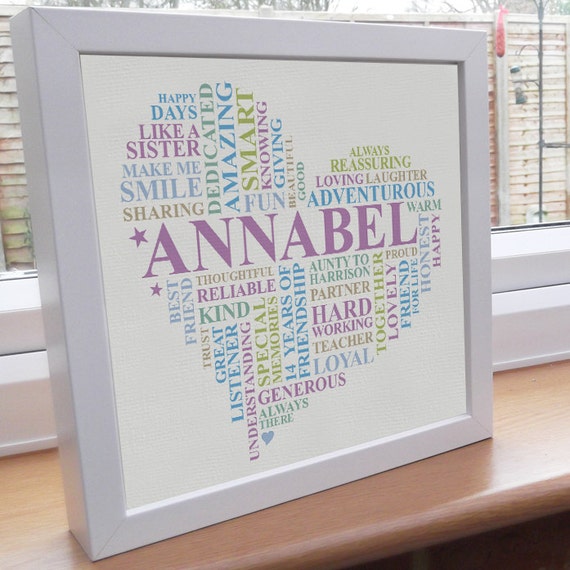 Friendship print. Personalised best friends word by AliChappellUK