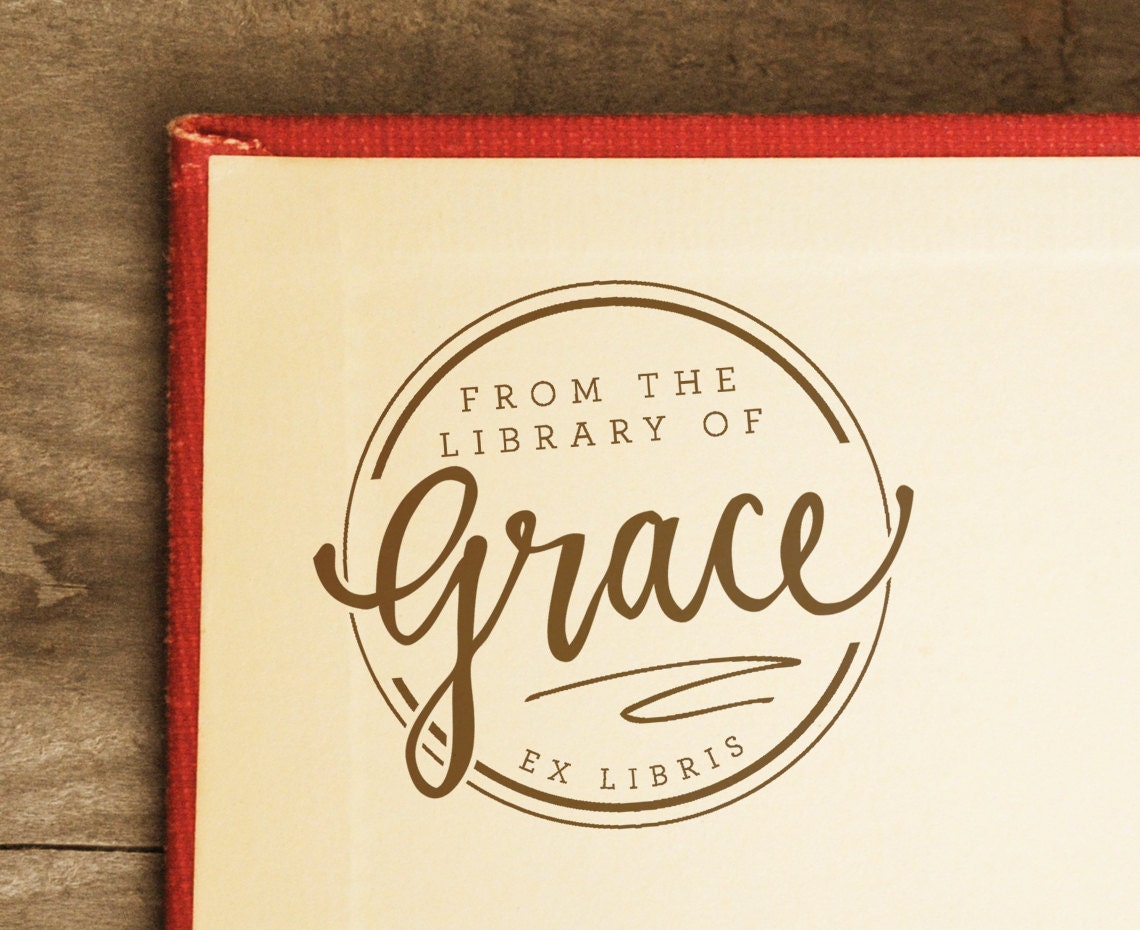 Book Stamp Personalized Gift Idea Bookplate Stamp From the