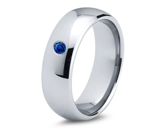 Tungsten Wedding Band,7mm,Mens Wedding Bands,London Blue Sapphire Band ...