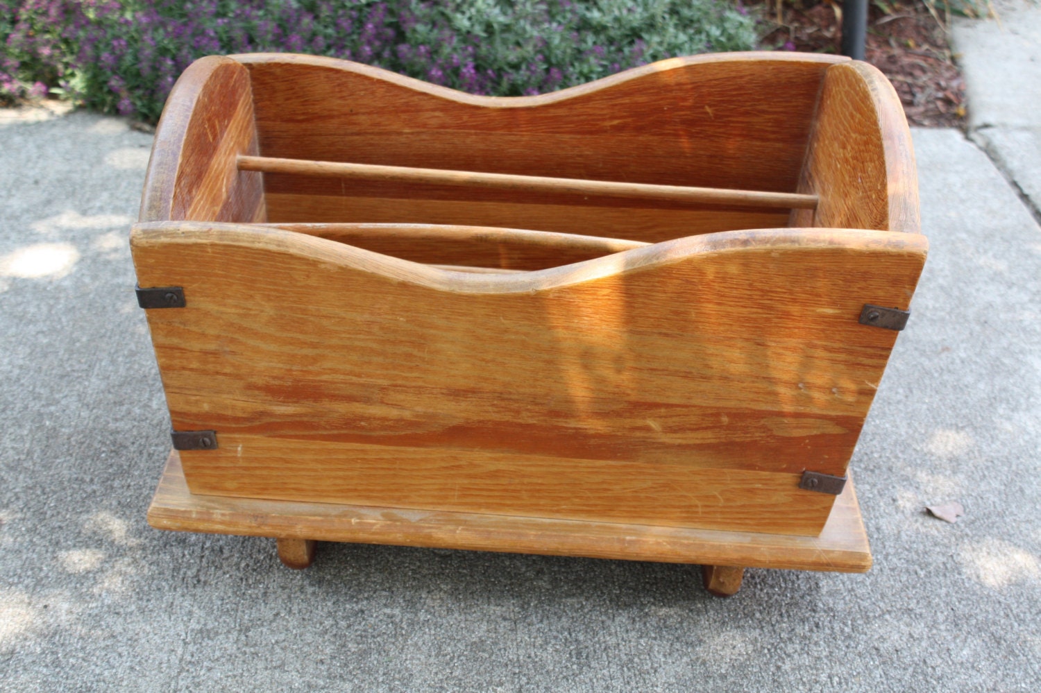 Antique Solid Hard Wood Magazine Holder Great by QUEENIESECLECTIC