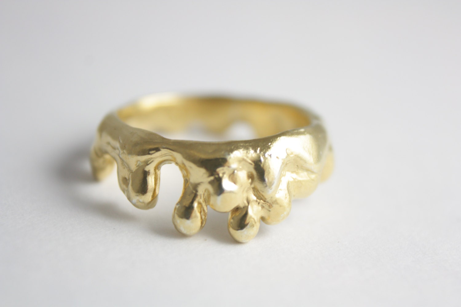 Sterling silver melt ring gold ring silver ring statement