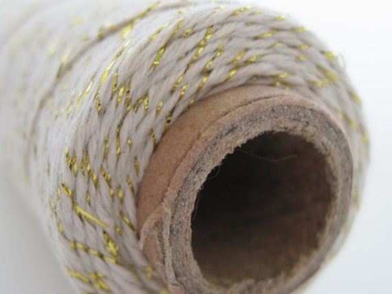 Gold Shimmer Bakers Twine 100 yard spool 4 ply 100 Percent cotton Il_570xn