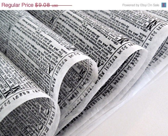 ON SALE - 50 Sheets of Newsprint Black and White Deli Sandwich Wrap Wrapping Paper 12" x 16" Il_570xn