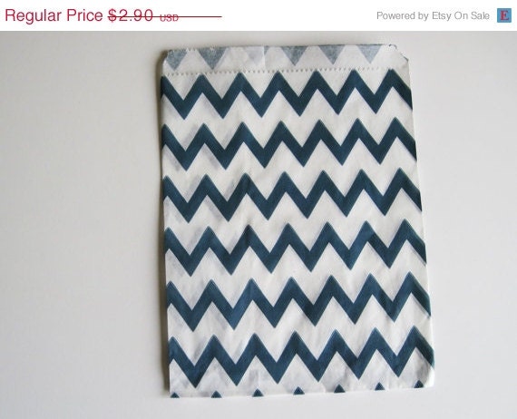 10% off - 12 Navy CHEVRON Designer Party Favor Bags, Weddings, Birthday, Shower Il_570xn