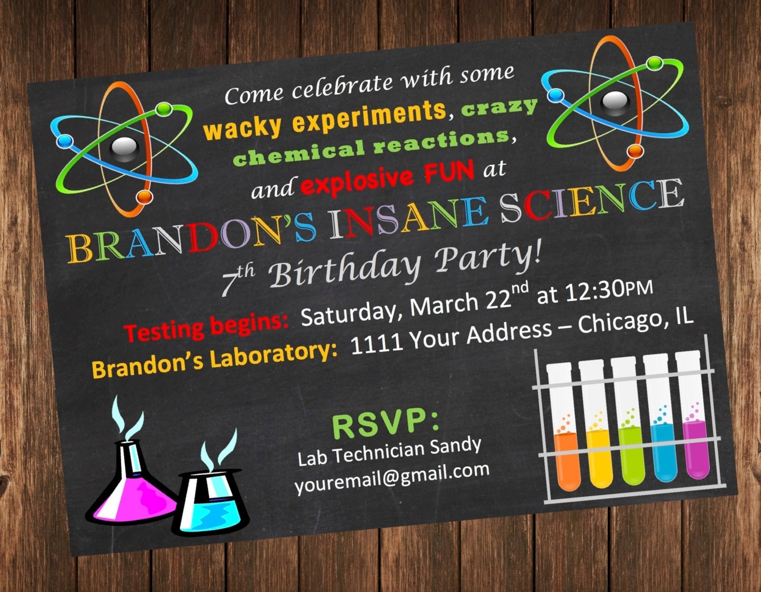 Insane Science Birthday Party Invitation / Science Laboratory