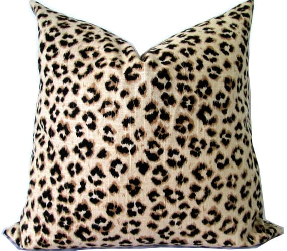 Leopard Designer Pillow Cover-TanBrownBlack Animal