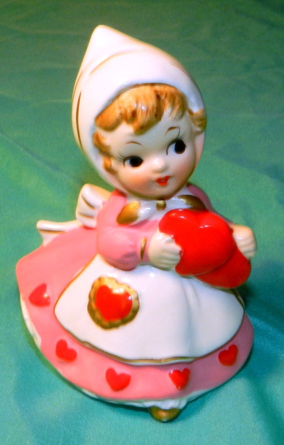 Vintage Cutie Pie Valentine Lefton Figurine by PoppyPeacockVintage