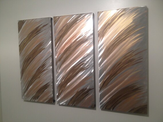 Modern Abstract Silver/Gold/Copper Metal Wall Art by Metalwurx