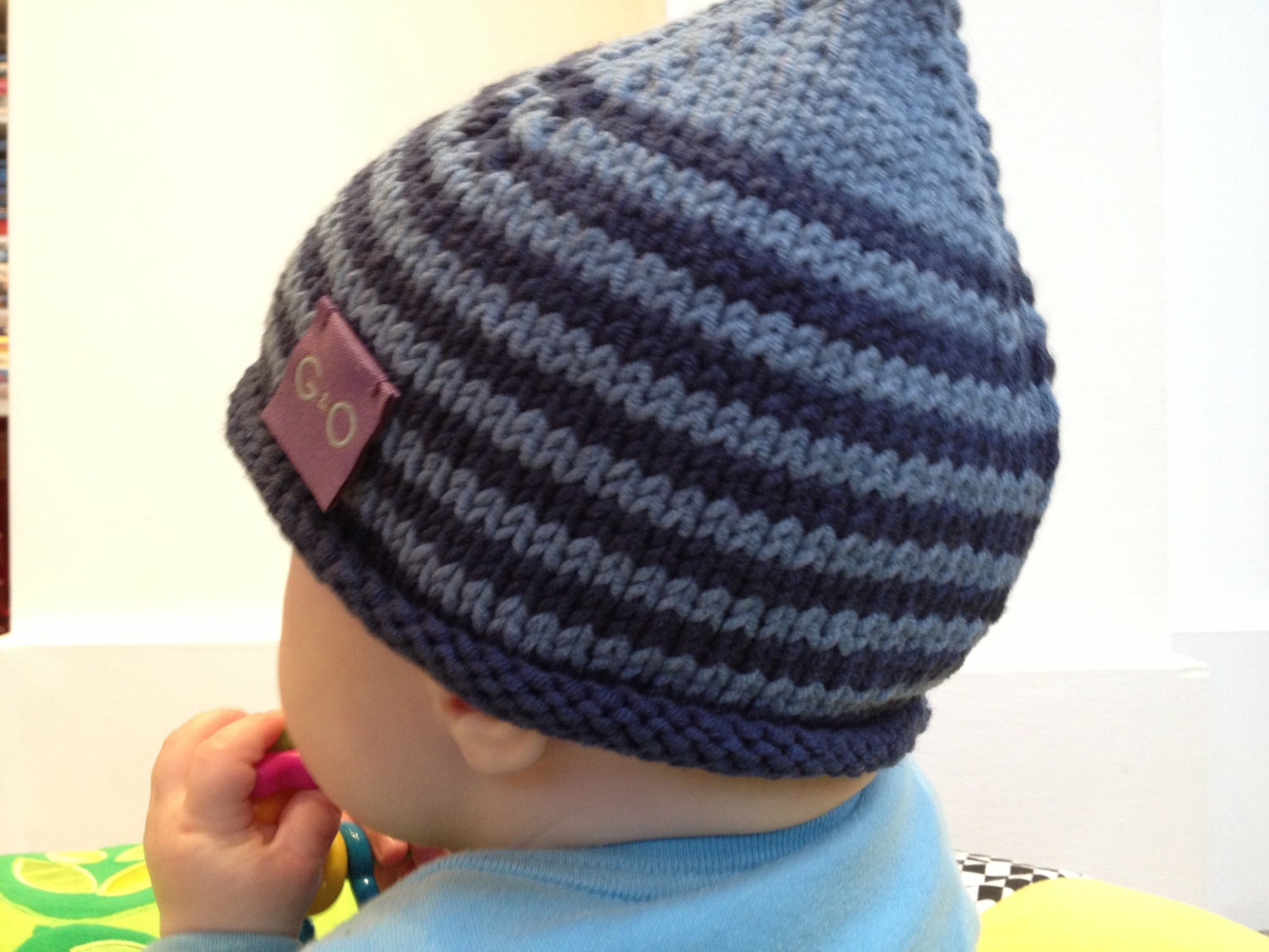 Hand knitted Baby boys Cotton Beanie Ages Newborn by graceandoscar